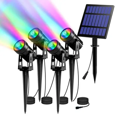 Image de Set de 4 lampes de jardin solaires LED avec changement de couleur