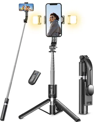 Produktbild von Selfie Stick Stativ mit 2 Fülllicht mit Abnehmbarer Fernbedienung