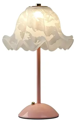 Blumentischlampe, Vintage, kabellos, wiederaufladbar, Rosé