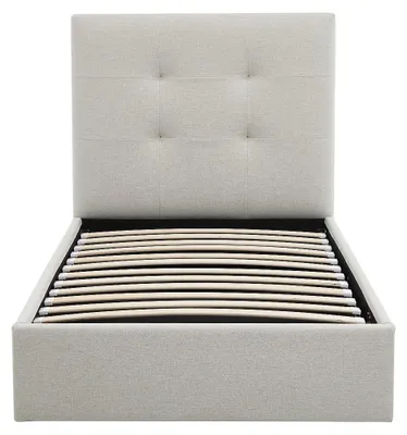 Produktbild von Bett mit Stauraum 90 x 190 cm – Stoff – Beige – CALINIDA