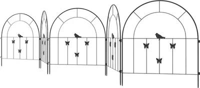 Produktbild von Gartenzaun Zaun Stahl 300 cm x 70 cm hoch Dekorativer Gitterzaun Set Zaunelemente Hundezaun Oberbogen Zaun für Hunde Landschaftszaun für Garten Blumenbeete Tierbarriere Außenbereich Schwarz Aosom