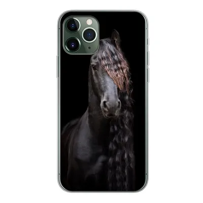 Produktbild von MuchoWow® Handyhülle Schutzhülle Hülle für iPhone 11 Pro Pferde - Friesisch - Mähne - Schwarz - Tiere Silikon Softcase Handy Hülle - Handy