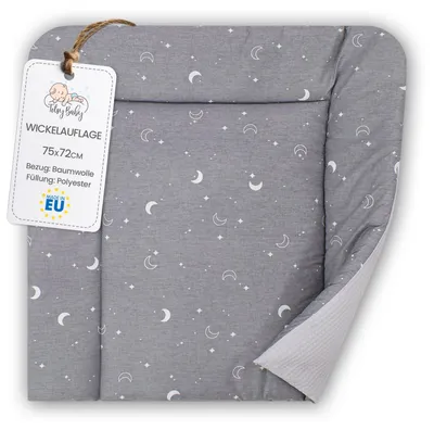 Produktbild von Wickelauflage Wickelunterlage aus Baumwolle 75x72 cm - Weich und waschbar Wickelunterlage für Babys Wickelmatte aus Stoff für Wickeltisch Wickelkommode oder Waschmaschine 75 x 72 Monde