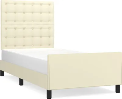 Produktbild von Bettgestell mit Kopfteil Creme 100x200 cm Kunstleder