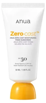 Produktbild von Anua Zero-Cast Sunscreen SPF 50 PA++++ 50ml – Gesichtssonnenschutz kein Weißschleier, Hyaluronsäure, alle Hauttypen