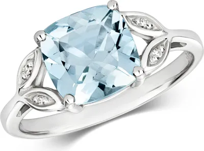 Produktbild von Raffinierter 9 Karat (375) Weißgold Diamant Damenring Brillant-Schliff H - PK mit Aquamarin, 49 (15.6); TRS28653RSJ