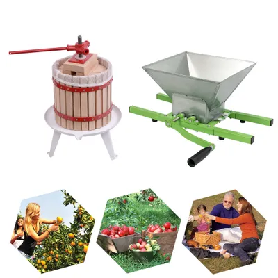 Obrázok produktu pre XMTECH 12L lis na ovocie Lis na ovocie Mechanický lis na víno Lis na jablká Lis na ovocie Lis na bobule + 7L mlynček na ovocie Drvič na ovocie