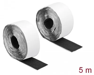 Produktbild von Delock Klettband selbstklebend mit Haft- und Flauschband L 5 m x B 50 mm schwarz