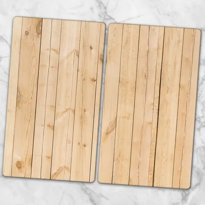 Produktbild von Glas-Herdabdeckplatten Glaskeramikkochfeld-Abdeckung Spritzschutz Glas 2x30x52 cm - Holzbrett