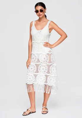 Produktbild von LARICA Kleid Ajourstruktur Midi Slim Fit OW-DLR-E0013 white ONESIZE
