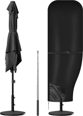 Produktbild von Wasserfeste Sonnenabdeckung für Strandsonnenschirm 2-3 m, schwarz, 215 x 30 x 66/44 cm, UV-beständig und atmungsaktives Material