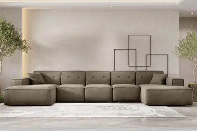 Produktbild von Wohnlandschaft Sofa U-Form CESINA XL in Stoff Opera Velvet Taupe