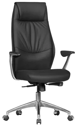 Produktbild von Bürostuhl aus echtem Leder, schwarz – Ergonomischer Synchronmechanismus – Tragfähigkeit: 120 kg
