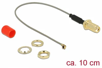 Imagen del producto de Cable de antena SMA (conector hembra para montaje) > MHF (conector macho) (gris/dorado, 10 cm)