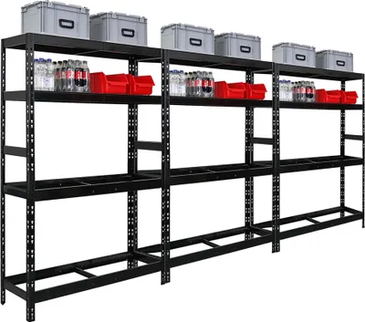 Produktbild von Mega Deal | 3x Reifenregal Tiger | HxBxT 180x120x40 cm | bis zu 12 Reifen auf 2 Ebenen | mit 2 Fachboden | Schwarz