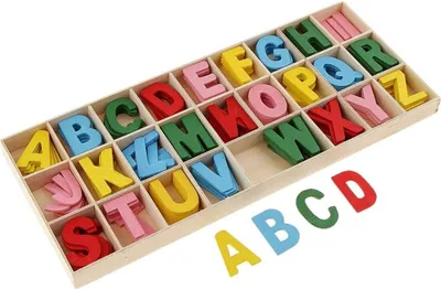 Produktbild von Holz Buchstabend Set Alphabet - bunt -  Tür Name Schrift Zahlen Deko Basteln Kinder 156 Stück