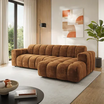 Produktbild von Masseno Ecksofa SETIA LM R-S mit L-Form, Sofa, Wohnzimmersofa, Couch, Soffa, Couchgarnitur - Hellbraun, LUMO 35
