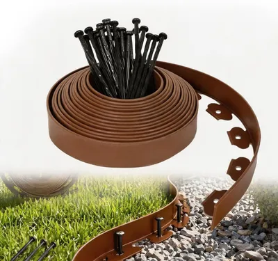 Produktbild von Gartenrand Kunststoff flexibel, 10 m x 5 cm, mit 65 Erdankern, für die Gartengestaltung