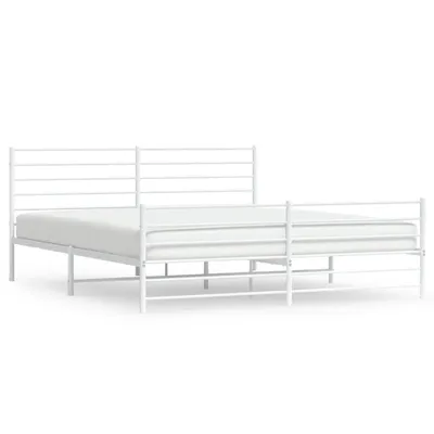 Produktbild von vidaXL Bettgestell mit Kopf- und Fußteil Metall Weiß 193x203 cm