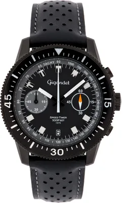Produktbild von Gigandet Quarzuhr Chronograph Edelstahl Lederband Schwarz Speed Timer Vintage - G7-007