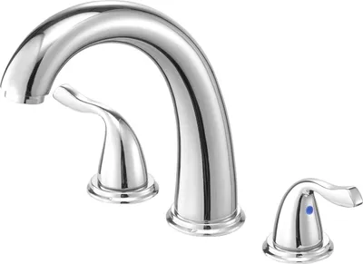 Produktbild von Badewannenarmatur - Wannenrandarmatur 3-Loch - Zweigriff - Edelstahl - Bogenauslauf - Randmontage - Silber