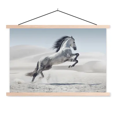 Produktbild von MuchoWow® Textilposter Pferd - Tiere - Sand - Natur 60x40 cm mit holzfarbenen Rahmen - Bilder
