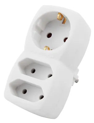 Obrázek produktu pro Zásuvkový adaptér, 1x uzemňovací kontakt 2x Euro, bílý