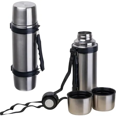 Produktbild von Vakuum Trinkflasche / aus Edelstahl / mit 2 Bechern und Tragegurt / 1000 ml