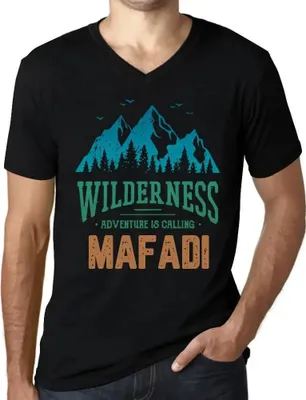 Produktbild von Herren Grafik T-Shirt V-Ausschnitt Wildnis das Abenteuer ruft Mafadi – Wilderness, Adventure Is Calling Mafadi – Öko-Verantwortlich Vintage Jahrgang
