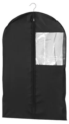Produktbild von Kleiderhülle 100x60cm Schwarz mit Reißverschluss, Transparentes Fenster für Kleidungsschutz