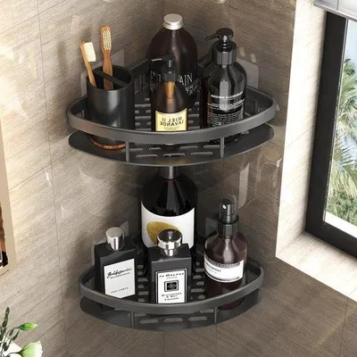 Produktbild von Famanu Wandregal Badezimmer - Schwarz, ohne Bohren