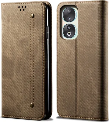 Obrázek produktu pro Honor 90 Pro Pouzdro, Kožené Peněženkové Pouzdro s Magnetickým Uzavíráním a Stojánkem pro Honor 90 Pro Khaki