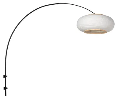 Productafbeelding van Zwarte wandlamp Silva Alba met witte kap Ø60cm