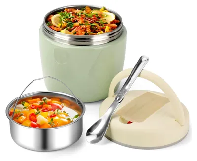Produktbild von Thermobehälter für Lebensmittel 1200 ml, Warmhaltebehälter mit Vakuumisolierung, Thermo-Lunchbox für Suppen und Brei