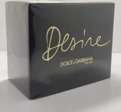 A black box with gold lettering for Dolce & Gabbana Desire perfume.