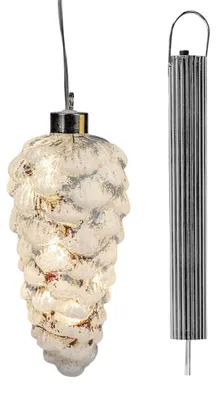 Produktbild von formano LED Zapfen 18 cm aus Glas mit Timer 6h/18h Weihnachtsdeko
