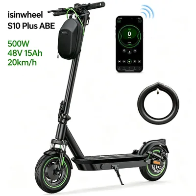 Produktbild von S10 Plus 10‑Zoll‑Stadt‑E‑Tretroller, 48V 15Ah Akku, 500W Motor, 20 km/h Höchstgeschwindigkeit, 4‑Gang‑Intelligentmodus, APP‑Steuerung, 120kg