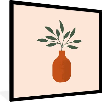 Produktbild von MuchoWow® Gerahmtes Poster Vase - Sommer - Pflanze 40x40 cm - Poster mit Schwarzem Bilderrahmen Wandposter Rahmen Foto Bilder - Mit Rahmen - Wanddekoration Schlafzimmer