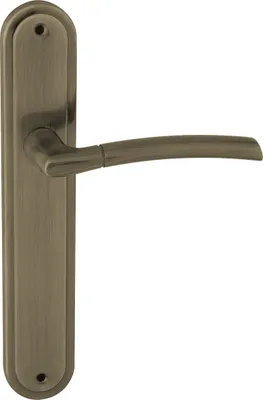 Produktbild von DOMINO Türgriff Blind Drückergarnitur | Langschildgarnitur | Türklinke für Zimmertür, Bürotür, Kellertür & Innentür | L-Form | Türbeschläge aus Aluminium | Bronze Türdrückergarnitur |PRESTO M3