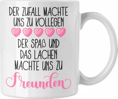 Produktbild von Trendation - Jobwechsel Tasse Geschenk Kollegin Abschiedsgeschenk Neuer Job Der Zufall Machte Uns Zu Kollegen Spruch (Weiß)