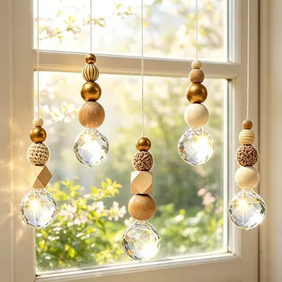 Imagen del producto de Juego de 5 atrapasoles de cristal para decoración de ventanas