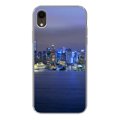 Produktbild von MuchoWow® Handyhülle Schutzhülle Hülle für iPhone XR New York - Skyline - Nacht Silikon Softcase Handy Hülle - Schutzdeckel