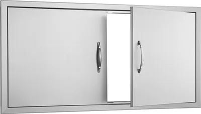 Obrázek produktu pro SucceBuy 1067 x 534 mm dvojitá grilovací dvířka, vertikální dvířka z nerezové oceli s madly, dvířka pro venkovní kuchyňský ostrůvek a grilovací stanici