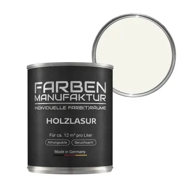 Produktbild von Farben Manufaktur Holzlasur – Reinweiß ca. RAL 9010 – nicht deckend – 1 L
