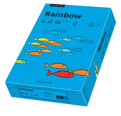 Zdjęcie produktu dla Papier wielofunkcyjny PAPYRUS Rainbow A4 80 g/m² intensywnie niebieski 500 arkuszy