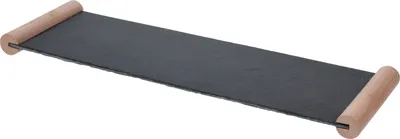 Produktbild von Servierplatte Schiefer 50 x 15 cm mit Holzgriffen Schieferplatte Käseplatte Wurstplatte Servierteller