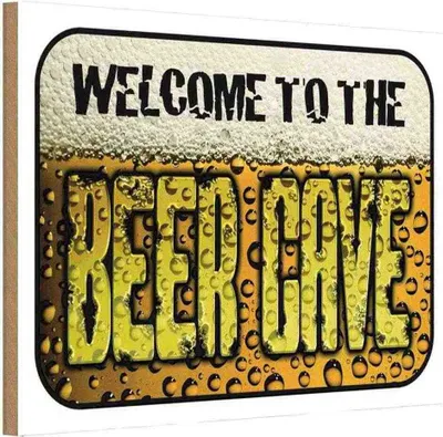 Produktbild von vianmo Holzschild 12x18 cm Bier welcome to the beer cave Essen Trinken