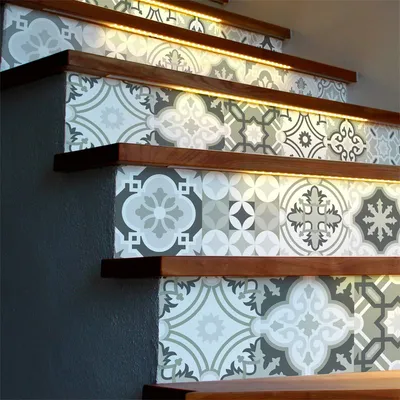 2 selbstklebende Fliesenaufkleber, 15 x 105 cm, Zementfliesen-Design
