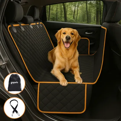 Produktbild von Pets Rücksitz-Hundedecke – Hundebett – Kofferbezug – mit Leine – Orange – 137 x 147 cm
