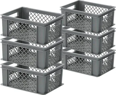 Produktbild von 6x Stapelkorb / Eurobehälter, LxBxH 400 x 300 x 175 mm, 16 Liter, Farbe grau